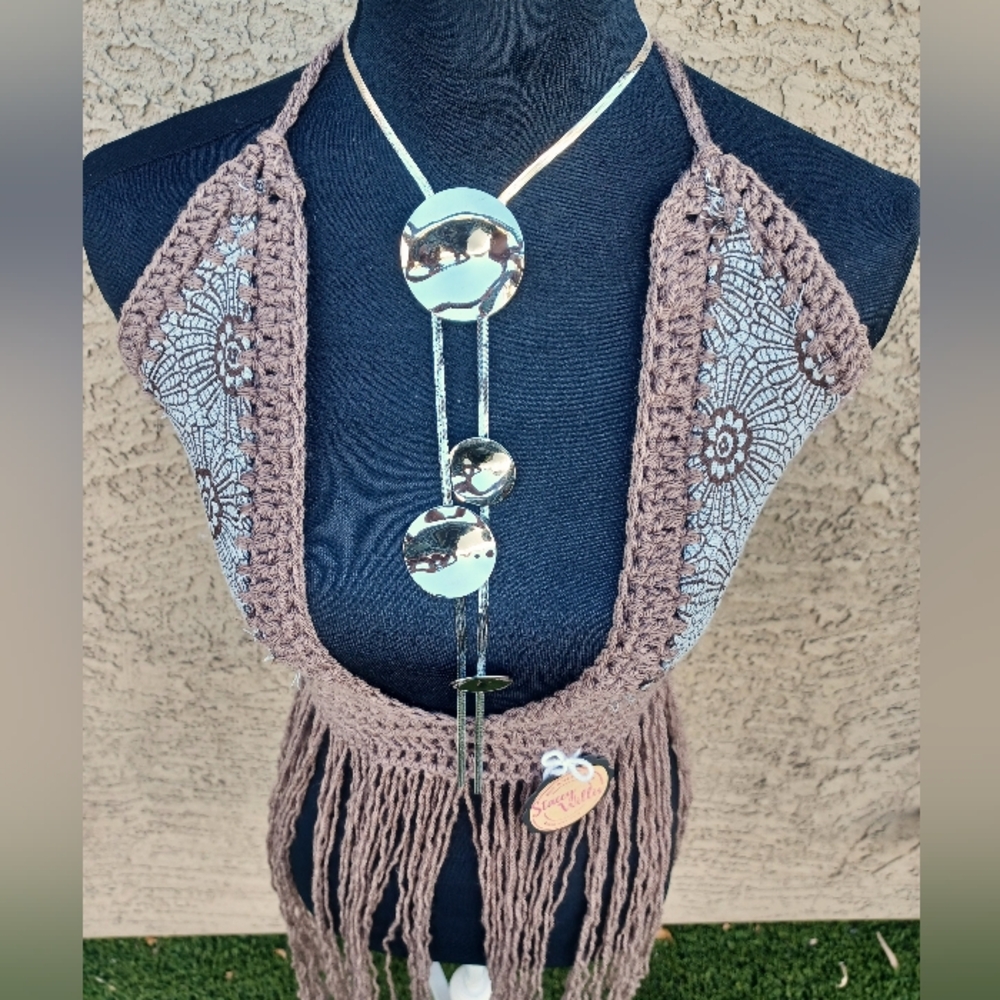 Brown and Gray Crochet Tank Top